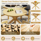 ModernLuxe Set da pranzo rotondo da esterno a 5 pezzi in legno di acacia, tavolo da 47" con 4 sedie a barilotto imbottite per giardino/patio/cortile