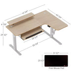 Bureau assis-debout en forme de L EUREKA ERGONOMIC 60x23 avec accessoires