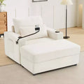 Divano letto Chaise Lounge con pouf contenitore mobile, seduta profonda