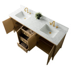 Mobile lavabo doppio Vanity Art 72 per bagno con piano in marmo composito