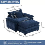 Fauteuil d'appoint surdimensionné en chenille EHMKNP avec pouf