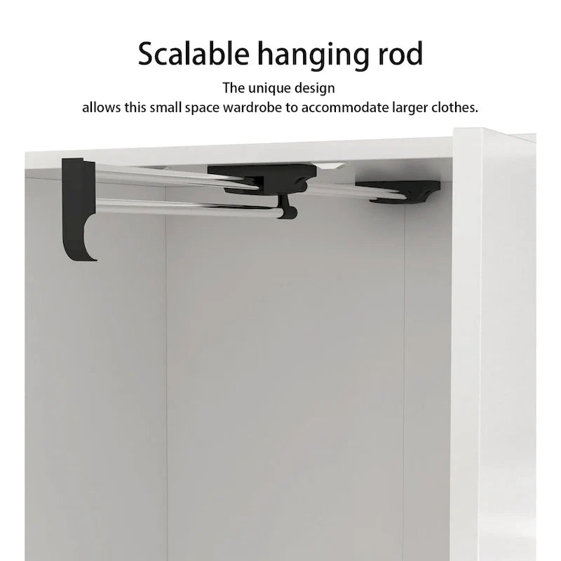 Armoire avec miroir et tringle extensible pour optimiser l'espace