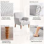 Fauteuil d'appoint avec accoudoirs roulés - Lot de 2 - Bleu/Gris/Marron