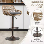 TUYOHW 25-33H Sgabelli da bar girevoli con altezza regolabile, sgabelli da bar in vimini con cuscino per cucina e home bar, capacità 113 kg