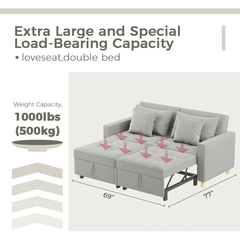 AECOJOY Divano Letto 3 in 1, Letto Singolo Convertibile