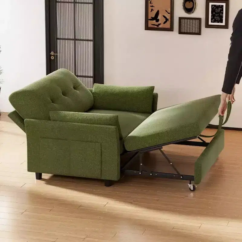 Dyonery 51 Divano Letto 3-in-1, Divanetto Convertibile con Letto Estraibile, Schienale Regolabile, Divano in Lino