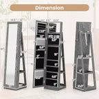 Costway Armoire à bijoux rotative à 360° 2-en-1 Organiseur miroir verrouillable Blanc/Noir/Marron foncé/Gris/Bleu/Rose/Violet/Gris foncé