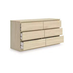 Cassettiera moderna Onita a 6 cassetti di Signature Design by Ashley, cassettiera in legno marrone naturale con design senza maniglie