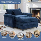 Fauteuil d'appoint surdimensionné en chenille EHMKNP avec pouf