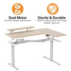 Bureau assis-debout en forme de L EUREKA ERGONOMIC 60x23 avec accessoires