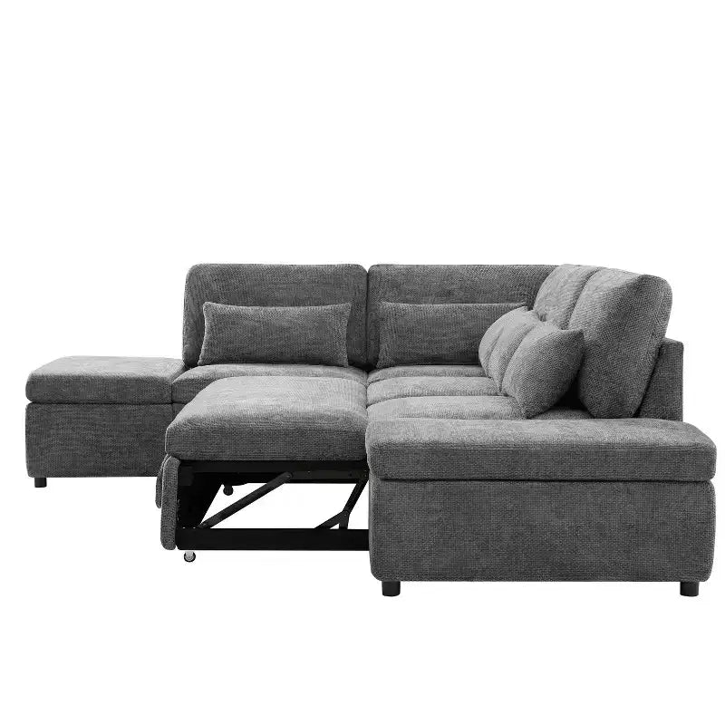 Canapé-lit modulaire sectionnel Whisen 270 - 6 places en forme de L avec pouf de rangement, canapé en chenille, personnalisable pour salon et appartement