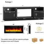 Mobile TV Bossin 70" con caminetto elettrico 36", Mobile TV per televisori fino a 80", 16 colori LED/Centro di intrattenimento