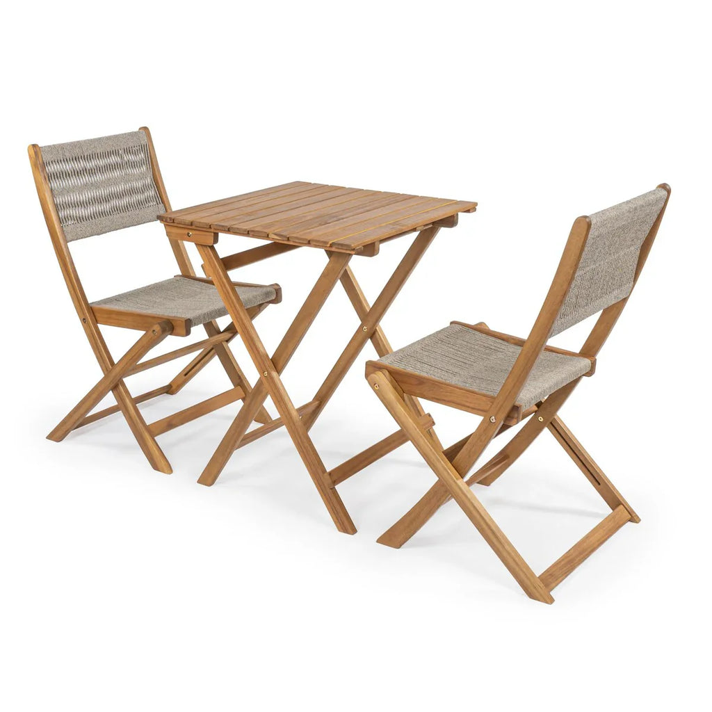 Ensemble bistrot pliant d'extérieur 3 pièces Cadiz Modern Coastal en bois d'acacia, par JONATHAN Y