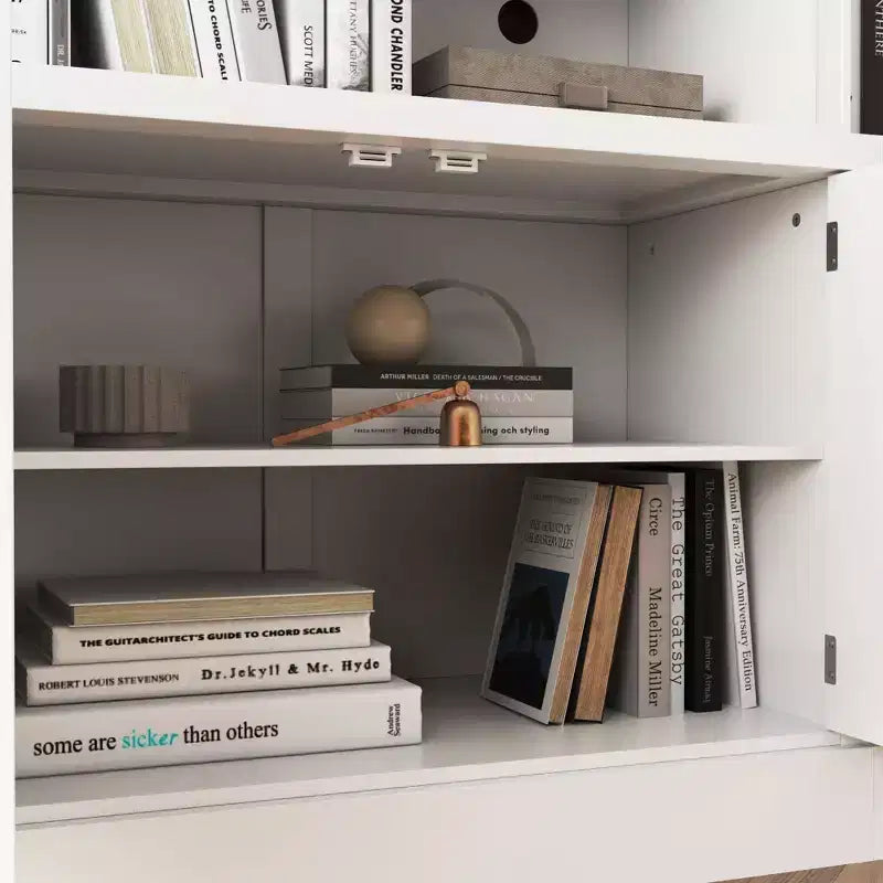 Meuble TV Famapy Blanc Grand Meuble de Rangement avec Armoires et Spots LED pour Salon