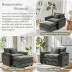 Fauteuil d'appoint surdimensionné en chenille EHMKNP avec pouf