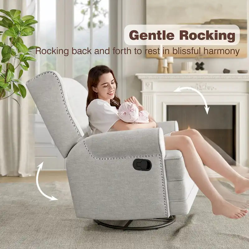 Poltrona reclinabile girevole con poggiapiedi extra-large, grigia