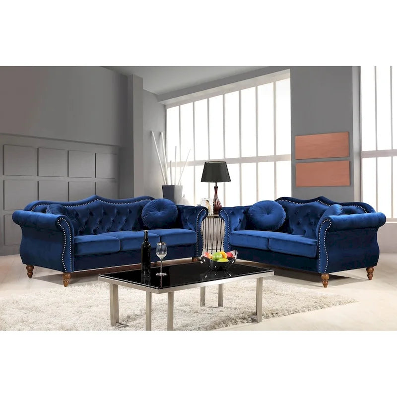 Set divano Chesterfield Gracewood Hollow Mantel Mid-century con borchie