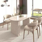 Okak 78IN Tavolo da Pranzo Estensibile per 4-8 Persone, Tavolo da Cucina con Base a Strisce di Legno, Tavolo Pieghevole per Soggiorno, Sala da Pranzo
