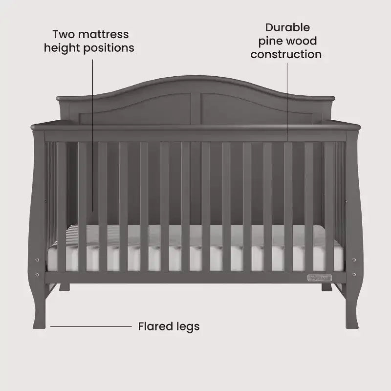Culla trasformabile 4-in-1 Child Craft Camden, si trasforma in lettino da giorno, lettino per bambini e letto a una piazza e mezza, 3 posizioni per il materasso, finitura sicura per i bambini