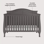 Culla trasformabile 4-in-1 Child Craft Camden, si trasforma in lettino da giorno, lettino per bambini e letto a una piazza e mezza, 3 posizioni per il materasso, finitura sicura per i bambini