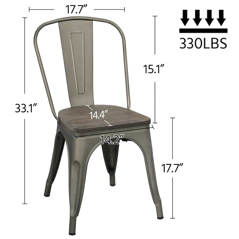 Yaheetech Set di 4 Sedie da Pranzo in Metallo con Sedie Impilabili in Legno