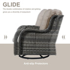 Gymojoy Poltrone a dondolo da esterno in vimini con base girevole (set da 2)