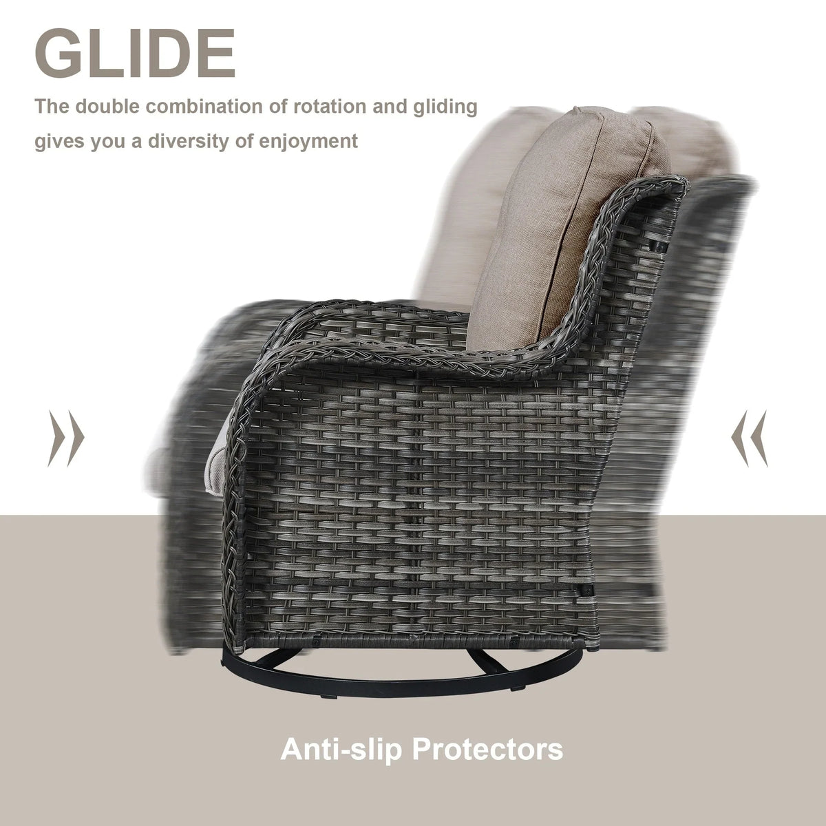 Gymojoy Poltrone a dondolo da esterno in vimini con base girevole (set da 2)