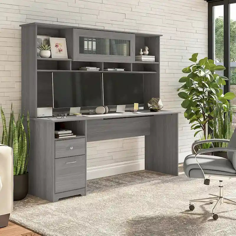 Scrivania per computer da 72" con libreria e cassetti di