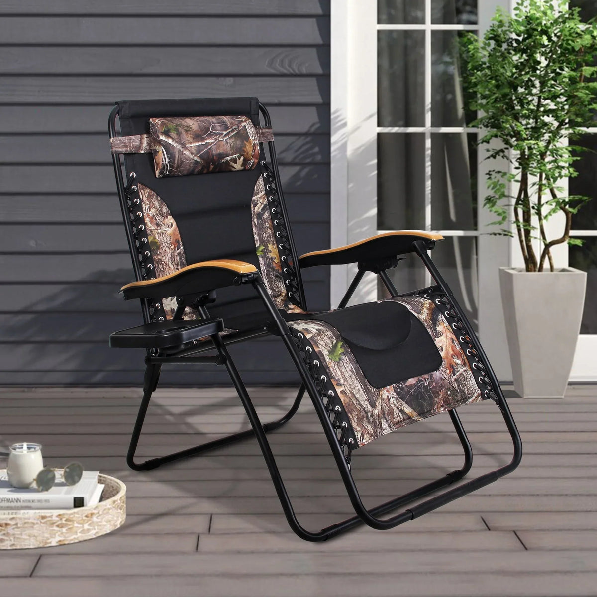 Fauteuil de relaxation zéro gravité XL surdimensionné rembourré avec accoudoirs plus larges et porte-gobelet réglable - N/A