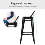 Costway Set di 4 Sgabelli da Bar in Metallo 76 cm, Altezza Bar, Industriali con Schienale Basso in Acciaio