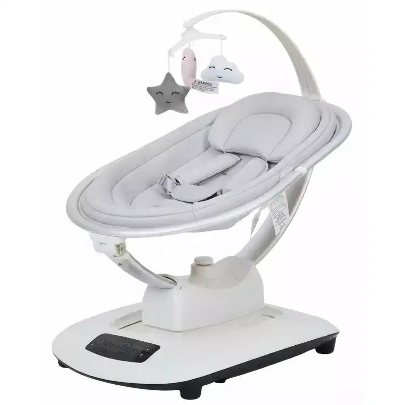 Altalena Elettrica per Neonati, Altalena per Bambini con 5 Modalità di Movimento, Telecomando, Seduta Reclinabile con Imbracatura a 5 Punti, 5 Brani Musicali Preimpostati, Cachi