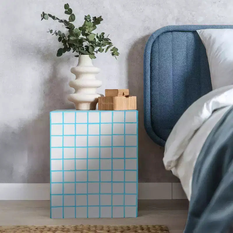 Tavolino rettangolare moderno in ceramica piastrellata in stile bohémien