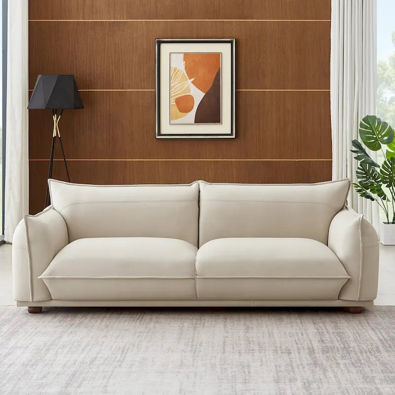 Divano in vera pelle di lusso Manar Mid-Century Modern