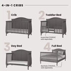 Culla trasformabile 4-in-1 Child Craft Camden, si trasforma in lettino da giorno, lettino per bambini e letto a una piazza e mezza, 3 posizioni per il materasso, finitura sicura per i bambini