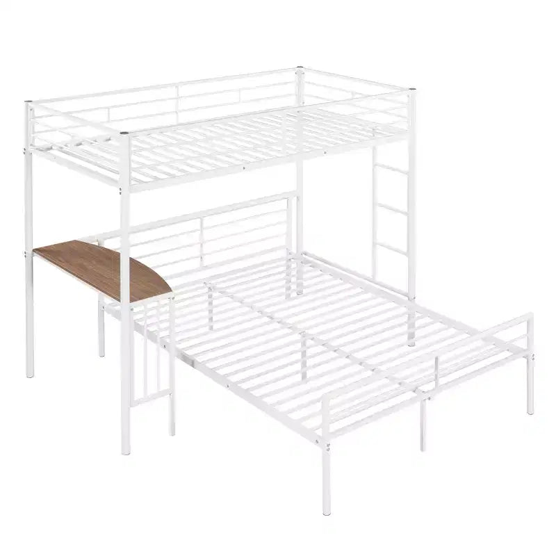 Lit superposé en métal une place sur deux places avec bureau, lit mezzanine une place avec lit inférieur double séparé pour enfants