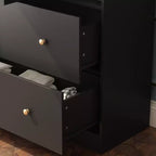 Armoire 2 portes avec miroir, tringle à vêtements et 2 tiroirs