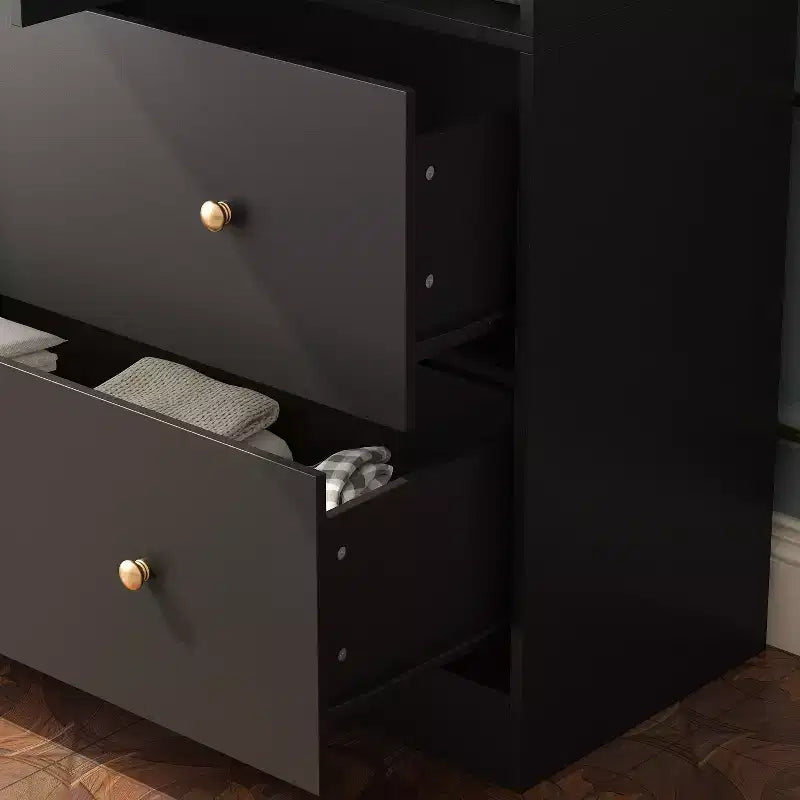 Armoire 2 portes avec miroir, tringle à vêtements et 2 tiroirs