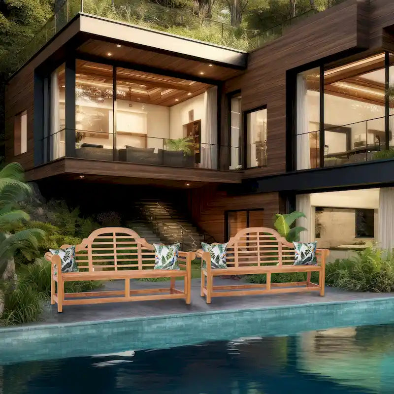 Panca tripla da esterno e giardino in legno di teak Chic Teak Lutyens
