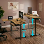 Bureau assis-debout en forme de L EUREKA ERGONOMIC 60x23 avec accessoires