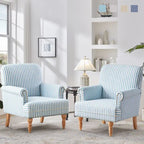 Fauteuil d'appoint avec accoudoirs roulés - Lot de 2 - Bleu/Gris/Marron