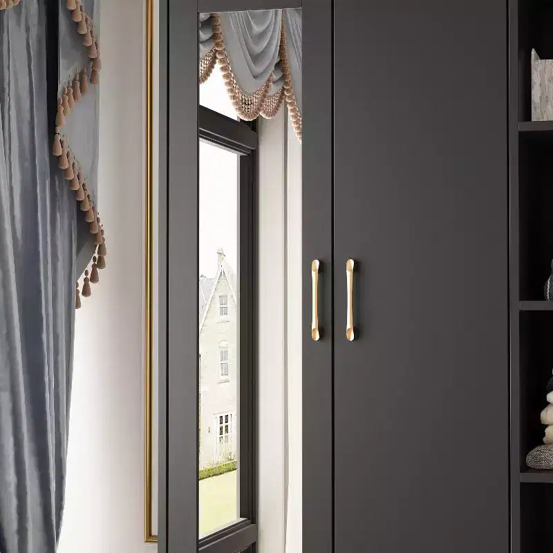 Armoire 2 portes avec miroir, tringle à vêtements et 2 tiroirs
