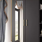 Armoire 2 portes avec miroir, tringle à vêtements et 2 tiroirs