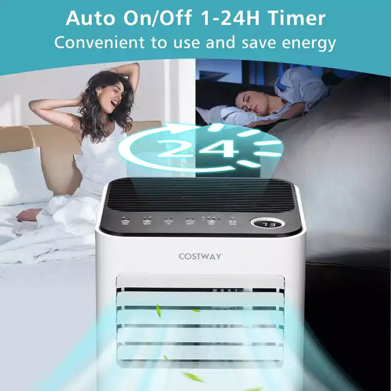 Climatiseur portable Costway 10000 BTU 3-en-1 refroidisseur d'air avec ventilateur déshumidificateur mode veille