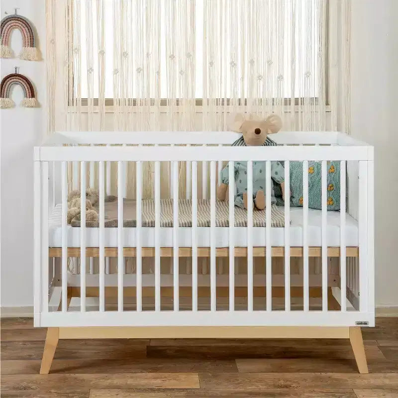Culla Convertibile 3-in-1, in Solido Legno di Faggio Europeo, Certificata GREENGUARD Gold, Fabbricata in Italia