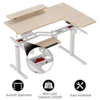 Bureau assis-debout en forme de L EUREKA ERGONOMIC 60x23 avec accessoires