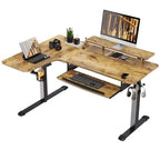 Bureau assis-debout en forme de L EUREKA ERGONOMIC 60x23 avec accessoires