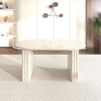 Okak 78IN Tavolo da Pranzo Estensibile per 4-8 Persone, Tavolo da Cucina con Base a Strisce di Legno, Tavolo Pieghevole per Soggiorno, Sala da Pranzo