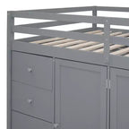 Lit mezzanine pleine taille Teddy Fleece avec étagère de rangement et tiroirs, lit mezzanine haut en bois avec bureau polyvalent pour chambre à coucher