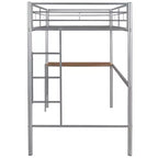 Lit superposé en métal une place sur deux places avec bureau, lit mezzanine une place avec lit inférieur double séparé pour enfants