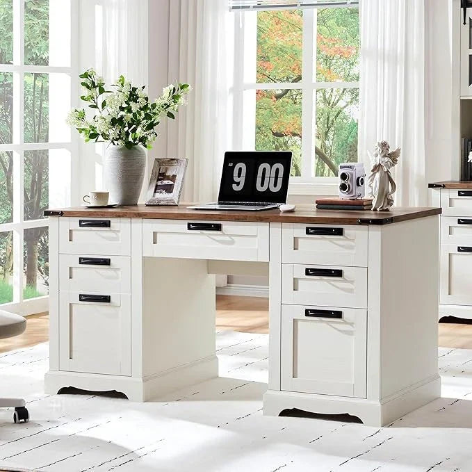 Scrivania direzionale da 60 pollici in stile rustico, scrivania per ufficio domestico in legno, scrivania per computer